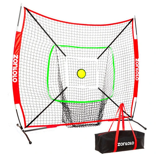 Zonlolo 6x6ft Portable Baseball & Softball Net for Hitting and Pitching, with Sturdy Bow Frame and Carry bag, Special Circular Target and Strike Zone for Accurate Throwing practice, Great for Kids