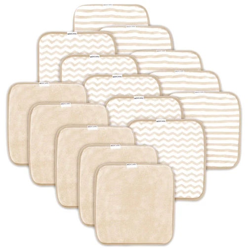 MOIICARE 15 Pack Baby Washcloths - Super Soft Absorbent Wash Cloths for Boy and Girl, Newborn Essentials Baby Clothes, Gentle on Sensitive Skin for Face and Body, 10