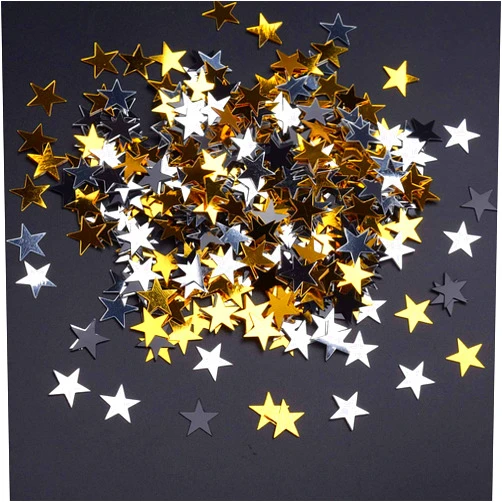 JHuiers Glitter Stars Confetti Table Confetti Black Gold and Silver Metallic Star Confetti - 30 Gram, 10mm