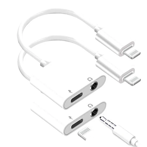 DESOFICON [Apple MFi Certified] iPhone Headphone Adapter 2 Pack, 2 in 1 Lightning to 3.5 mm Headphone Jack Adapter Aux Audio & Charger Splitter Cable for iPhone 14 13 12 11 XS XR X 8 7 6 iPad, Support iOS 16