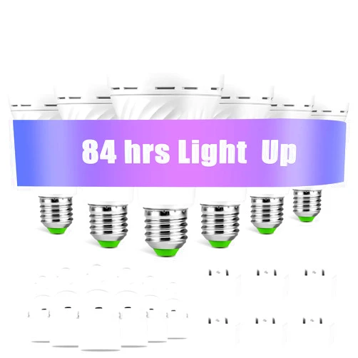 LHZHENG Emergency-Rechargeable-Light-Bulb, Stay Lights Up When Power Failure, 1500mAh 12W 60W Equivalent LED Light Bulbs for Home, Camping, Hiking (E27, with Hook,with Plug Cap) 6 Pack