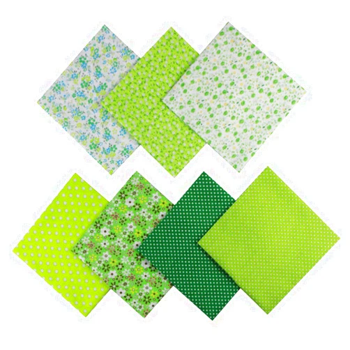 Jukway 7PCS Different Patterns Printed Cotton Fabric Squares 50 cm x 50 cm Handmade Craft Cloths Bundle for Sewing Patchwork, Quilting, DIY Scrapbooking Tissue (Green)