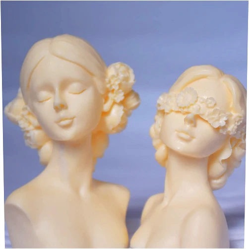 ESEDAGE 2 Pack Braid Girl Shape Portrait Candle Mold Girl Silicone Mold for Candles Body Resin Mold Portrait Silicone Mold Resin Mold DIY Aromatherapy Decoration Mold Candle Making Molds Body Mold