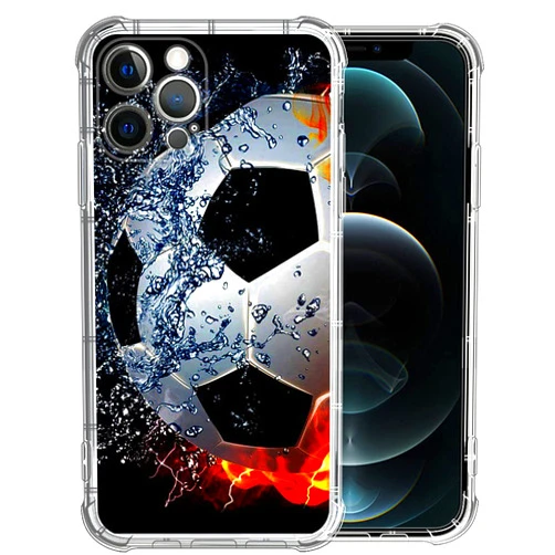 CARLOCA Compatible with iPhone 12 Pro Case for Girl,Clear with Sizzling Soccer Case Mate Pattern Design Plastic Shockproof TPU Bumper Protective Case for iPhone 12/12 Pro