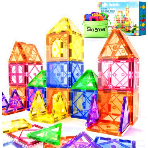 Soyee Magnetic Tiles Toddler Toys Magnetic Building Blocks for Kids Ages 3-12 STEM Educational Toys for Girls & Boys Sensory Play for Preschool Learning