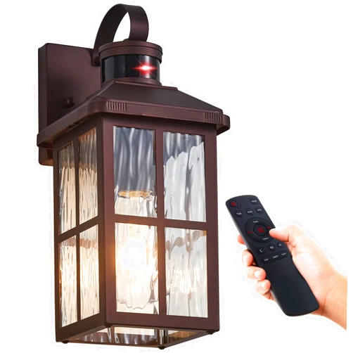 Hebangya Motion Sensor Porch Lights Outdoor with Remote, Dusk-to-Dawn Exterior Lighting Fixtures 4 Modes & Weatherproof Outdoor Wall Lights - Ideal for Porch, Patio, Entryway, Garage
