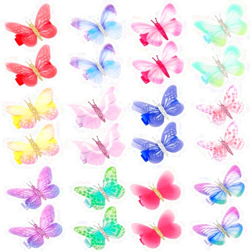 Ezepeo 24 Pcs Baby Girls Hair Clips Butterfly Alligator Hair Clips Chiffon Hair Barrettes Hairpins Hair Accessories for Girl Teens Kids Babies Toddlers Women