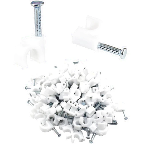 Bonsicoky 100 Pcs Half Clamp J-Hook with Nail, Cable Tacks Pex Hangers for Tubing Pipe Fixing Wire, 10mm, White