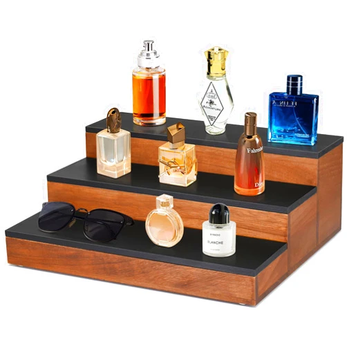 ANRXNCY 3-Tier Cologne Organizer for Men, Wood Perfume Organizer, Cologne Holder Perfume Stand for Mens Room Decor, Desktop Display Risers Stand for Organize and Decoration, Gift for Father
