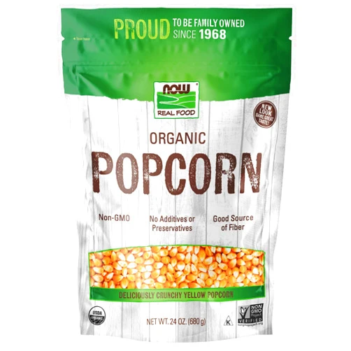 NOW Foods, Organic Popcorn, Non-GMO, No Additives or Preservatives, Source of Fiber, 24-Ounce (Packaging May Vary)