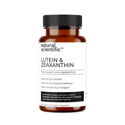 NATURAL SCIENTIFIC Lutein and Zeaxanthin Supplements - Best Eye Vitamins for Adults and Seniors - Organic, Vegan, Gluten-Free, Non-GMO - 1-Month Supply - 30 Capsules - Premium Eye Health Supplement