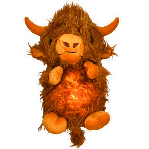 Generic New Soothing Snuggle Cute Highland Cow Stuffed Animal, Soothing Breathing Highland Cow Stuffed Animal, Sleeping Cow Plush Toy with Realistic Breathing Action and Lighted Music (A)