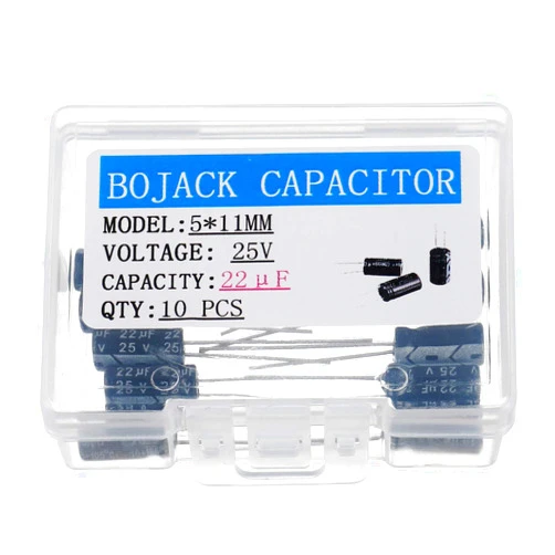 BOJACK 5X11mm 22uF 25V 22MFD 25Voltage ±20% Aluminum Electrolytic Capacitors (Pack of 10)
