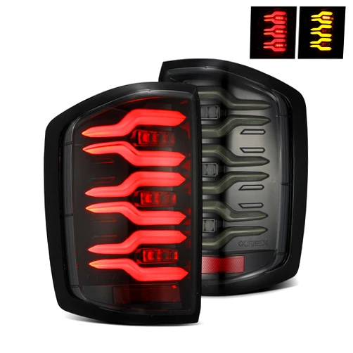 ModifyStreet Alpharex For 16-18 Silverado 1500, 17-19 Silverado 2500HD/3500HD, 17-19 GMC Sierra 3500 Dually LUXX-Series LED Tail Lights Alpha-Black