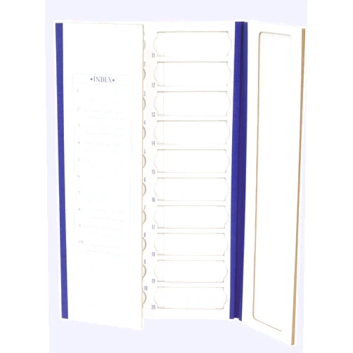 Heathrow Scientific HEA9913 HD9913 Cardboard Blue Trim Slide Tray, 20 Place, 208mm Length x 341mm Width x 9mm Height (Pack of 72)