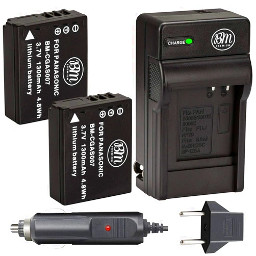 BM Premium 2-Pack of CGA-S007 Batteries and Battery Charger for Panasonic DMC-TZ1, DMC-TZ2, DMC-TZ3, DMC-TZ4, DMC-TZ5, DMC-TZ11, DMC-TZ15, DMC-TZ50 Digital Camera