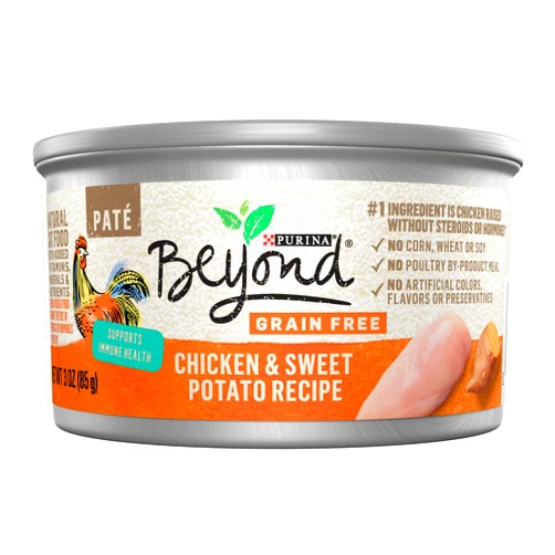 By Beyond Purina Beyond Grain Free, Natural Pate Wet Cat Food, Grain Free Chicken & Sweet Potato Recipe - (12) 3 oz. Cans