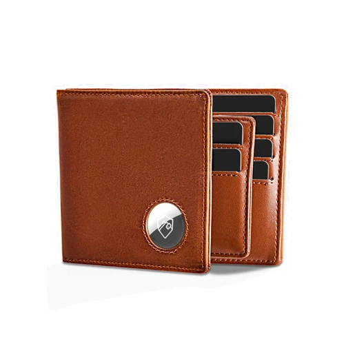 YESIIW Air Tag Wallet with Stealth Pocket Apple Airtag Wallet for Men RFID Blocking Bifold,Triple 16-18 Card Capacity Zipper Airtag Holder Coin Pocket Id Window (Brown)