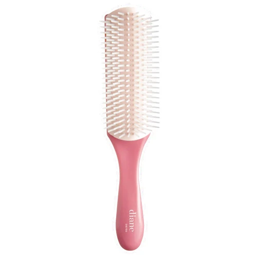 Diane Pro Nylon Pin 9 Row Styling Brush for Detangling, Separating, Shaping, and Defining Wet or Curly Hair, Heat-Resistant, Anti-Static, Pink