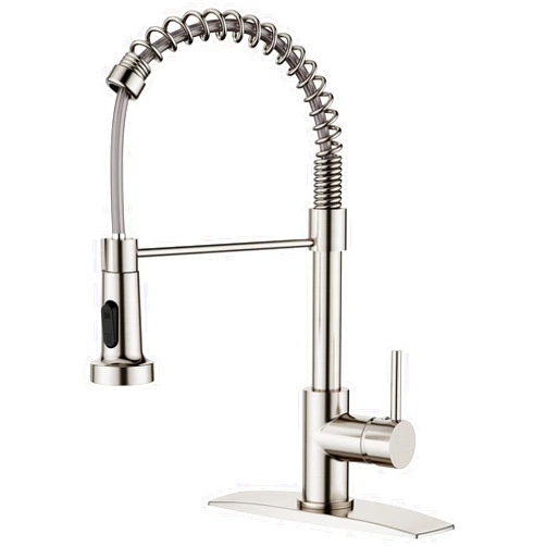 FORIOUS Kitchen Faucet, Brushed Nickel Commercial Kitchen Faucet with Pull Down Sprayer, Stainless Steel Kitchen Sink Faucets for 1 or 3 Hole, Single Handle Faucet for Sink Farmhouse Rv Laundry Room