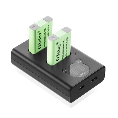OJelay NB-13L Battery 2 Packs Replacement Battery 1010mAh with Dual Battery Smart LED Display Charger Compatible with Canon PowerShot SX720 HS,HS,G1 X Mark III, G5X,G7X,G7X Mark II,G9X,and More …