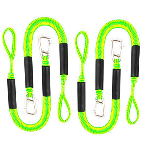 ABeauty Bungee Dock Lines Shock Bungee Docking Rope Stretchable Mooring Ropes with Stainless Steel Clip Green 4 Pack