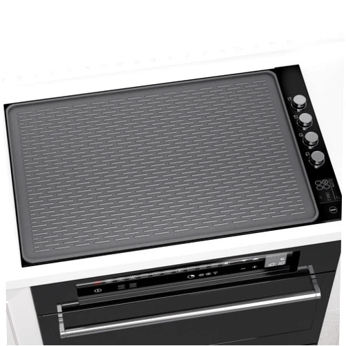 SKIITOOR Electric Stove Top Cover for silicone - 28×20 Inch Glass Cooktop Protector, Stove Silicone Protective Mat, Heat Resistant Stove Top Mat, Kitchen Dish Drying Mat - Grey