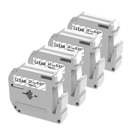 COLORWING M-K131 PTM95 Clear Tape Compatible Brother P-Touch M Tape 12mm 0.47'' Clear MK131 M-131 for Brother PT-M95 PT-90 PT-70 PT-65 PT-85 PT-45 Label Maker Refills, 4-Pack