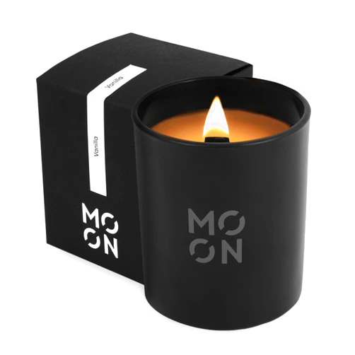 Moon candles Luxury Candles for Home by Moon Candles | Wood Wick Candles | Candles Vanilla |Vanilla Candles for Men | Non Toxic Candles | Vanilla Black Candles |