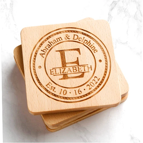 100% LIKED Custom Laser Engraved Coasters Perfect Gift Idea Set of 4, 6, 8, 16 for Housewarming Gifts, Anniversary Gifts, Christmas Gifts, Wedding Gifts and Gifts for Couples