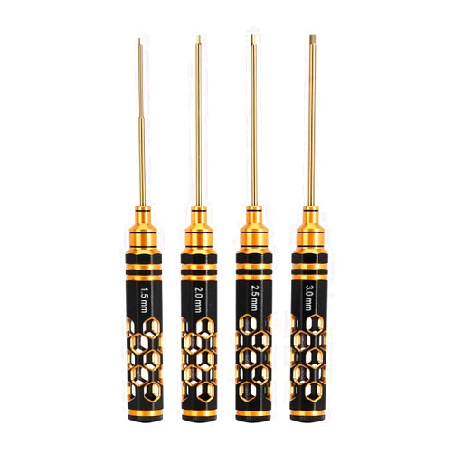INJORA 4 PCs RC Hex Screw Driver Set, Allen Wrenches Sets 1.5 mm 2.0 mm 2.5 mm 3.0 mm Hexagon Head Screwdriver Wrenches, RC Car Repair Tool Kit for RC Model Car Boat Helicopter