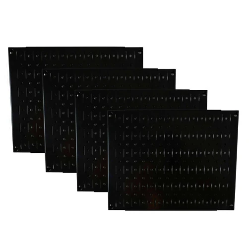 Wall Control Pegboard Wall Organizer Tiles - Wall Control Modular Black Metal Pegboard Tiling Set - Four 12-Inch Tall x 16-Inch Wide Peg Board Panel Wall Storage Tiles - Easy to Install (Black)