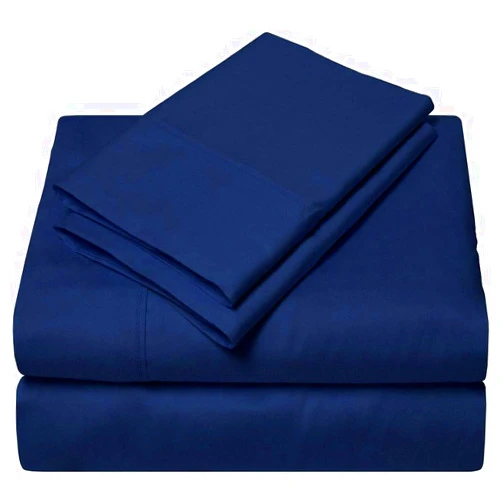 Sophia Cotton Club Luxury Soft Best 550-Thread-Count 100% Pima Cotton 4-PCs Sheet Set Fits Mattress 16-20'' Fully Elastic Deep Pocket (Queen Size) (Solid, Navy Blue)