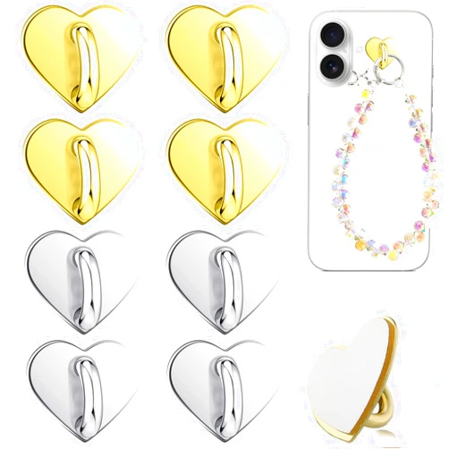 HRXMS Cell Phone Hooks, 4 Gold + 4 Silver Metal Hooks for Cell Phones & Tablets - Stylish DIY Accessory Set