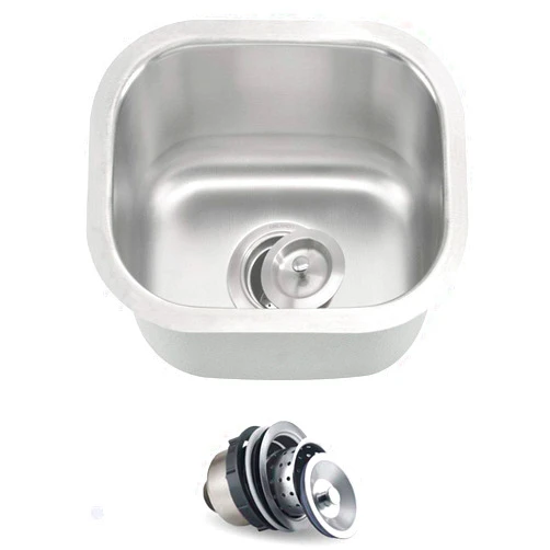 ORLANDO 13 x 13 inch Small Bar Sink Undermount Single Bowl Stainless Steel 18 Gauge Kitchen Sink With Basket Strainer