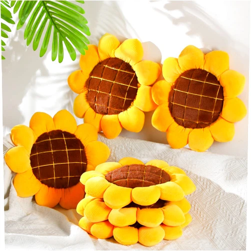Unittype 6 Pcs Fall Sunflower Floor Pillow Kids Floor Cushions for Classroom Party Favor Gift Throw Pillow Yellow 3D Plush Chair Cushion Reversible Decorative Mat Flower Chair Pad, 15''