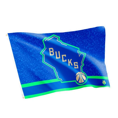 Desert Cactus Milwaukee Bucks Flag NBA 100% Polyester Indoor Outdoor 3x5 feet National Basketball Association Team Flags (Flag City Edition 2023 A)