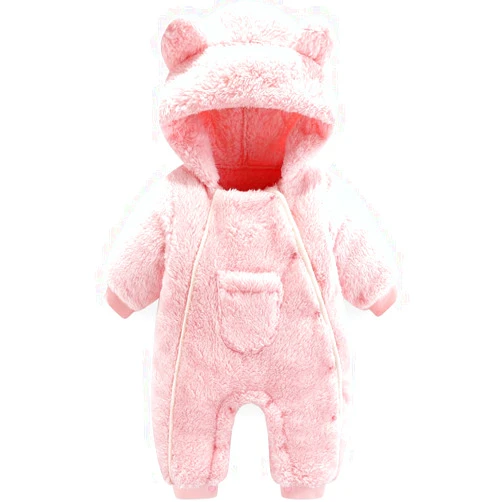 UVIPC Newborn Baby Bear Onesie Baby Fleece Snowsuit Jumpsuit Warm Hooded Outfits Double Line Design