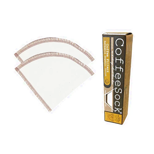 CoffeeSock 'The Original' Reusable Organic Cotton Coffee Filters - Made to fit BruTrek® (2 Filters) - Made in the USA - Ultra-Durable 1 Year Filter Set - Eco-Friendly Compostable Cloth