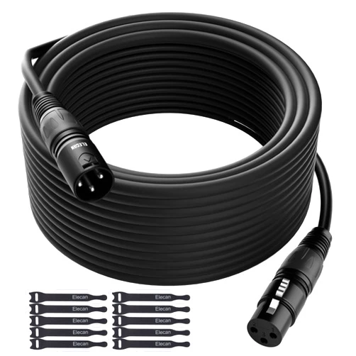 Elecan XLR Cable Microphone Cable 75 Feet,Elecan Heavy Duty Balanced XLR Speaker Cable (From 25-200FT) 3-Pin Shielded Male to Female Mic Cord,DMX Stage Lighting Patch Cable for Speaker Systems Mixer+10 Ties