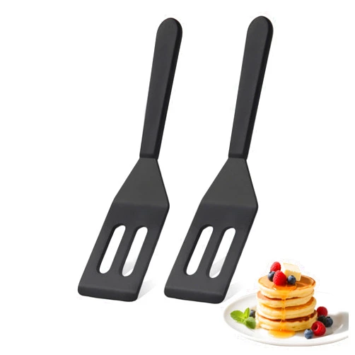 GZXTSKY Small Silicone Spatulas 2 Pack: Mini Heat-Resistant Spatula for Nonstick Pans, Thin Baking Utensil for Cookies, Brownies & Kitchen Use (Black Set 2)