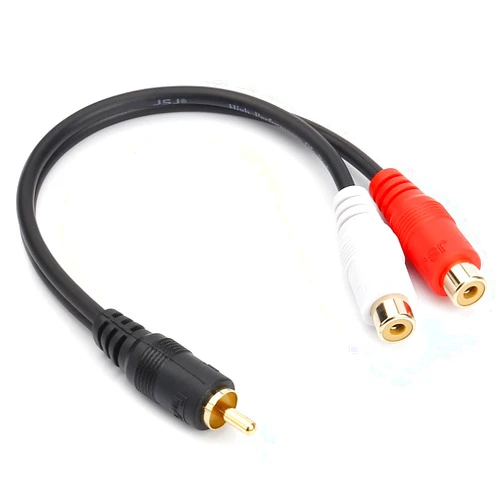 JSJ RCA (M) to 2 RCA (F) Stereo Audio Y Adapter Subwoofer Cable (24k Gold Plated) 1 Male to 2 Female Y Splitter Connectors Extension Cord (20CM/0.5FT)
