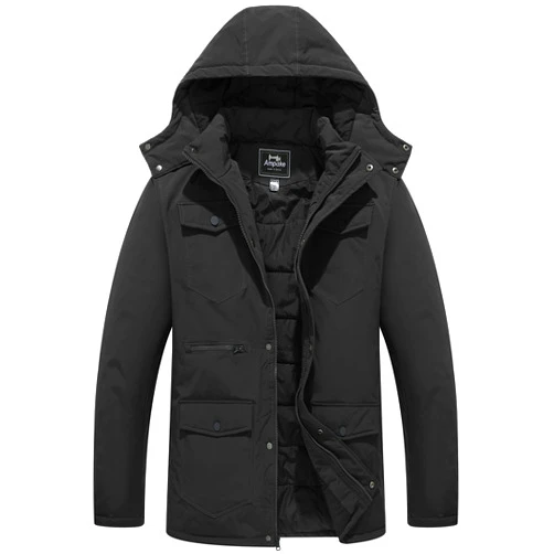 Ampake Men's Winter Thicken Padded Coat Warm Parka Jacket With Removable Hood