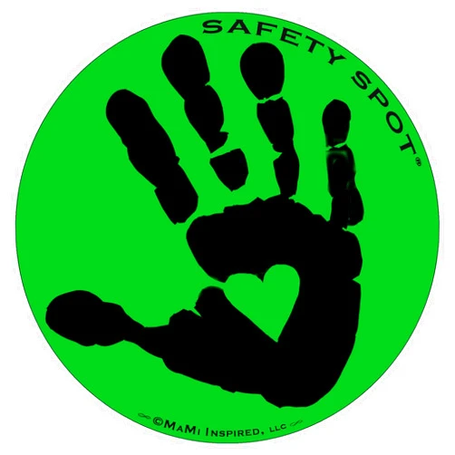 Safety Spot Magnet - Kids Handprint for Car Parking Lot Safety - Colored Background with Handprint (Green)