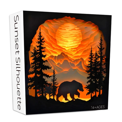 PPuzzling Sunset Forest Bear Puzzles for Adults 1000 Pieces, Nature Scene Animal Challenging Jigsaw Puzzles, Difficult Plant Puzzle as Home Decor