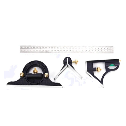 Wisoqu 300mm Stainless Steel T Ruler, 0-180° Angle Finder, Combination 0.01 Protractor Measure Tool, for Construction, Mechanical Processing