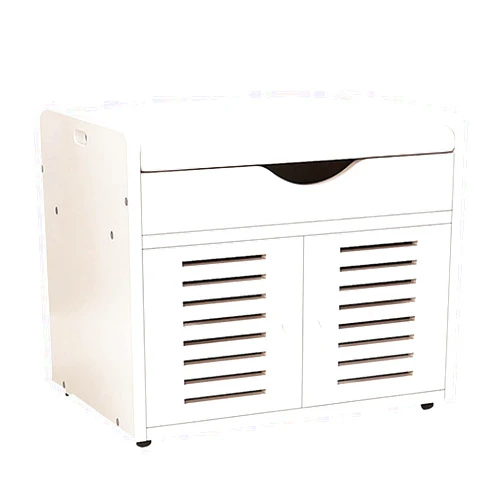 QTQHOME Hallway Shoe Bench with Storage,Wooden Entryway Shoe Cabinet,Shoe Storage Bench with Padded Cushion Seat,Shoe Rack Adjustable Shelves for Livingroom-White 60x33x48cm(24x13x19inch)