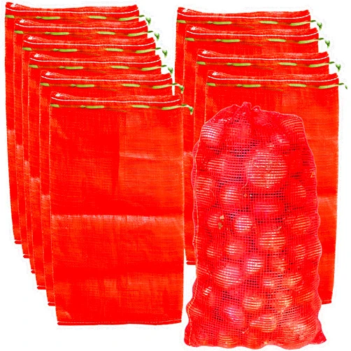 SRXES 24 Pack 31'' x 20'' Mesh Onion Bags, Reusable Drawstring Fresh Produce Storage Bags for Onions, Vegetables, Potatoes, Citrus, Crawfish Firewood