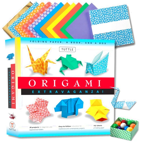 Tuttle Studio Origami Extravaganza! Folding Paper, a Book, and a Box: Origami Kit Includes Origami Book, 38 Fun Projects and 162 Origami Papers: Great for Both Kids and Adults