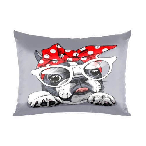 Pardick Satin Pillowcase for Hair and Skin Animal French Bulldog Silk Pillowcase with Zipper, Soft Silky Pillow Cover Standard Size (20x26 Inches), Cooling Satin Pillow Cases